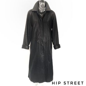 LEATHER LIMITED Cuff Sleeve Button Front Zip Interior Leather Maxi Long Coat PM